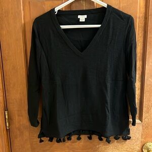 J.Crew V Neck Tassel Sweater
